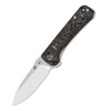 QSP Knives Hawk Flipper Knife - 3.25" CPM-S35VN Satin Drop Point Blade, Copper Foil Carbon Fiber Handles