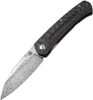 Artisan Cutlery Centauri Front Flipper Knife - 3.46" VG-10 Damascus Drop Point Blade, Carbon Fiber and Titanium Handles