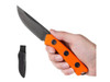 Acta Non Verba P200 Fixed Blade Knife - 4" N690 Black DLC Drop Point, Orange G10 Handles, Black Leather Sheath