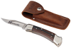 Hornady® Buck® 110 Folding Knife -  3.75" 420HC Blade, Macassar Ebony Dymondwood Handles, Lockback, Leather Sheath