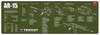 TekMat AR-15 Rifle Cleaning Mat - 12"x36", Olive Drab Green, Includes Small Microfiber TekTowel, Packed In Tube