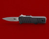 HK Knives Micro Incursion OTF AUTO Knife - 1.95" 154CM Stonewashed Clip Point Plain Blade, Black Aluminum Handles