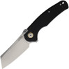 CJRB Cutlery Crag Recoil-Lock Flipper Knife - 3.43" D2 Stonewashed Modified Sheepsfoot Blade, Black G10 Handles