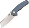 CJRB Cutlery Crag Recoil-Lock Flipper Knife - 3.43" D2 Stonewashed Modified Sheepsfoot Blade, Blue-Gray G10 Handles