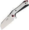 CJRB Cutlery Tigris Flipper Knife - 3.5" AR-RPM9 Stonewashed Cleaver Blade, White and Black G10 Handles