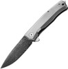 lionSTEEL MT01D-GY Myto Flipper Knife - 3.27" Nichols Scrambled Damascus Blade, Gray Titanium Handles