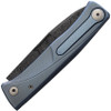 LionSteel TLD-GY Thrill Integral Slipjoint Folding Knife - 3.15" Nichols Scrambled Damascus Blade, Blue Titanium Handle, HWAYL Pocket Clip System