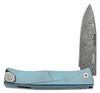 LionSteel TLD-GY Thrill Integral Slipjoint Folding Knife - 3.15" Nichols Scrambled Damascus Blade, Blue Titanium Handle, HWAYL Pocket Clip System