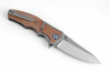 Reate Knives Mini Crossroad Framelock - 3.20" Bohler M390 Satin Blade, Titanium Handle with Brown Micarta Inlays
