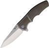 Reate Knives Mini Crossroad Framelock - 3.20" Bohler M390 Satin Blade, Titanium Handle with OD Green Micarta Inlays