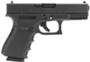 Glock PI1950203 G19 Gen3 Compact 9mm Luger Caliber with 4.02" Barrel, 15+1 Capacity, Overall Black Finish, Picatinny Rail Frame, Serrated Slide, Finger Grooved Polymer Grip & Fixed Sights