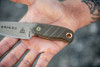 TOPS Knives Baja 3.0 Fixed Blade Knife 3" Coyote Tan 1095 Drop Point Blade, Green Canvas Micarta Handles, Brown Leather Sheath - BAJA-03