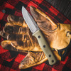 Reiff Knives F4 Bushcraft Survival Knife - 4.0" CPM 3V Drop Point Blade, Coyote Tan G10 Handle, Kydex Sheath