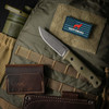 Reiff Knives F4 Bushcraft Survival Knife - 4.0" CPM 3V Drop Point Blade, OD Green G10 Handle, Kydex Sheath