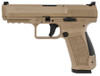 Canik HG4865DN TP9SF 9mm Luger Caliber with 4.46" Barrel, 18+1 Capacity, Overall Flat Dark Earth Finish with Picatinny Rail Frame, Serrated Cerakote Steel Slide & Black Interchangeable Backstrap Grip