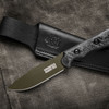 Springfield Armory by Tops Knives Custom Carbon Fiber Hunting Knife - 3.75" 1095 High Carbon Steel Blade, Carbon Fiber Scales, Leather Sheath