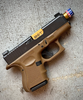 Backup Tactical Glock 19 9MM Threaded Barrel - Gold Titanium Nitride (FDE) Finish, 1/2"x28 Threaded