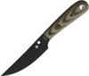 Spyderco Bow River Fixed Blade Knife - 4.4" 8Cr13MoV Black Blade, Tan/OD Green G10 Handles, Leather Sheath