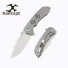 Kansept Knives Entity Flipper Knife - 3.52" CPM-S35VN Satin Drop Point Blade, Bead Blasted Titanium Handles - K1036A1