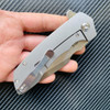 Kansept Knives Entity Flipper Knife - 3.52" CPM-S35VN Satin Drop Point Blade, Bead Blasted Titanium Handles - K1036A1