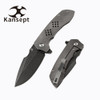 Kansept Knives Entity Flipper Knife - 3.52" CPM-S35VN Black Drop Point Blade, Silicon Carbide Titanium Handles - K1036A2