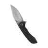 Kansept Knives Entity Flipper Knife - 3.52" Damascus Clip Point Blade, Black Stonewashed Titanium Handles - K1036B3