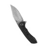 Kansept Knives Entity Flipper Knife - 3.52" Damascus Clip Point Blade, Black Stonewashed Titanium Handles - K1036B3
