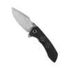 Kansept Knives Entity Flipper Knife - 3.52" Damascus Drop Point Blade, Black Stonewashed Titanium Handles - K1036A3
