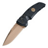 SIG Sauer by Hogue EX-A01 SIG Emperor Scorpion AUTO Folding Knife - 3.5" 154CM FDE Plain Drop Point Blade, Black G10 Handles - 36130