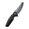 We Knife Company StarHawk Flipper Knife - 2.81" Hakkapella Damasteel Sheepsfoot Blade, Black Titanium Handles - WE21017-DS1