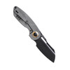 Kizer Knives October Flipper Knife - 2.93" CPM-20CV Black Stonewashed Sheepsfoot Blade, Gray Machined Titanium Handles - KI3569A2