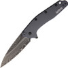 Kershaw 1812GRYDAM Dividend Assisted Flipper Knife 3" Damascus Plain Blade, Gray Aluminum Handles