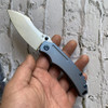 Kansept Knives Pelican EDC Folding Knife - 3" CPM-S35VN Stonewashed Drop Point Blade, Blue Titanium Handles - K1018A6