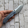 Kansept Knives Pelican EDC Folding Knife - 3" CPM-S35VN Stonewashed Drop Point Blade, Blue Titanium Handles - K1018A6