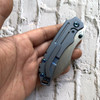 Kansept Knives Pelican EDC Folding Knife - 3" CPM-S35VN Stonewashed Drop Point Blade, Blue Titanium Handles - K1018A6