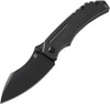 Kansept Knives Pelican EDC Folding Knife - 3" CPM-S35VN Blackwash Drop Point Blade, Black Titanium Handles - K1018A4