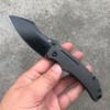 Kansept Knives Pelican EDC Folding Knife - 3" CPM-S35VN Blackwash Drop Point Blade, Black Titanium Handles - K1018A4