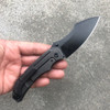 Kansept Knives Pelican EDC Folding Knife - 3" CPM-S35VN Blackwash Drop Point Blade, Black Titanium Handles - K1018A4