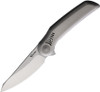 Reate Knives Gents #9 Flipper Knife - 3.3" M390 Satin Drop Point Blade, Light Bead Blasted Contoured Titanium Handles