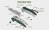 Olight Oknife Zilla Folding Knife - 3.48" 154CM Modified Sheepsfoot Blade, Green G10 Handle