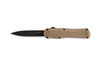 Benchmade Autocrat OTF Knife - 3.7" Black S30V Double Edge Dagger Blade, Tan G10 Handles - 3400BK-2