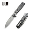 We Knife Company Soothsayer Flipper Knife - 3.48" CPM-20CV Bead Blasted Drop Point Blade, Bolstered Titanium Handles with Aluminum Foil Carbon Fiber Scales - WE20050-3