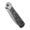 We Knife Company Soothsayer Flipper Knife - 3.48" CPM-20CV Bead Blasted Drop Point Blade, Bolstered Titanium Handles with Aluminum Foil Carbon Fiber Scales - WE20050-3
