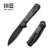 We Knife Company Soothsayer Flipper Knife - 3.48" CPM-20CV Black Stonewashed Drop Point Blade, Bolstered Titanium Handles with Copper Foil Carbon Fiber Scales - WE20050-2