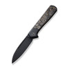 We Knife Company Soothsayer Flipper Knife - 3.48" CPM-20CV Black Stonewashed Drop Point Blade, Bolstered Titanium Handles with Copper Foil Carbon Fiber Scales - WE20050-2