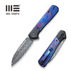 We Knife Company Soothsayer Flipper Knife - 3.48" Hakkapella Damasteel Drop Point Blade, Bolstered Titanium Handles with Timascus Scales - WE20050-DS1