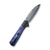 We Knife Company Soothsayer Flipper Knife - 3.48" Hakkapella Damasteel Drop Point Blade, Bolstered Titanium Handles with Timascus Scales - WE20050-DS1