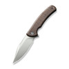 CIVIVI Knives Sinisys Flipper Knife - 3.7" 14C28N Bead Blasted Clip Point Blade, Burlap Micarta and Stainless Steel Handles - C20039-2