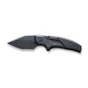 We Knife Company Typhoeus Adjustable Folding Push Dagger - 2.27" CPM-20CV Black Stonewashed Blade, Black Titanium Handles, Leather Sheath - WE21036B-1