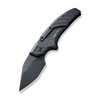 We Knife Company Typhoeus Adjustable Folding Push Dagger - 2.27" CPM-20CV Black Stonewashed Blade, Black Titanium Handles, Leather Sheath - WE21036B-1